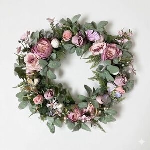 Ashland Spring Easter Wreath Easter Eggs Butterflies New Pink and Green Floral